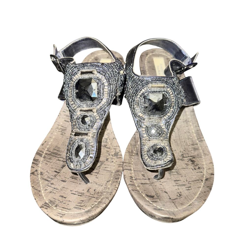 Simply Vera Vera Wang Cecil Wedge Sandals Women's Size 8.5 M Blue Beaded